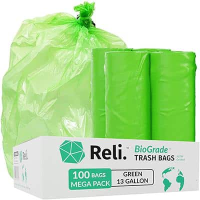 Reli. Eco-Friendly 50 Gallon Trash Bags (30 Bags) Recyclable 45