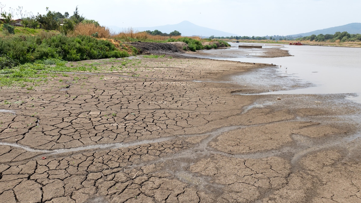 The partially dried-up lake bed of Patzcuaro Lake, a traditional fishing place and tourist resort in Michoacan, Mexico. Drought has hit several regions in Mexico due to rising temperature and lack of rainfall.